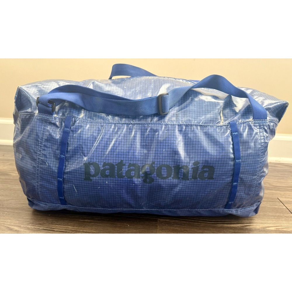 Patagonia Black Hole Duffel Bag Blue Grid Ripstop Weather Resistant Travel 45 L